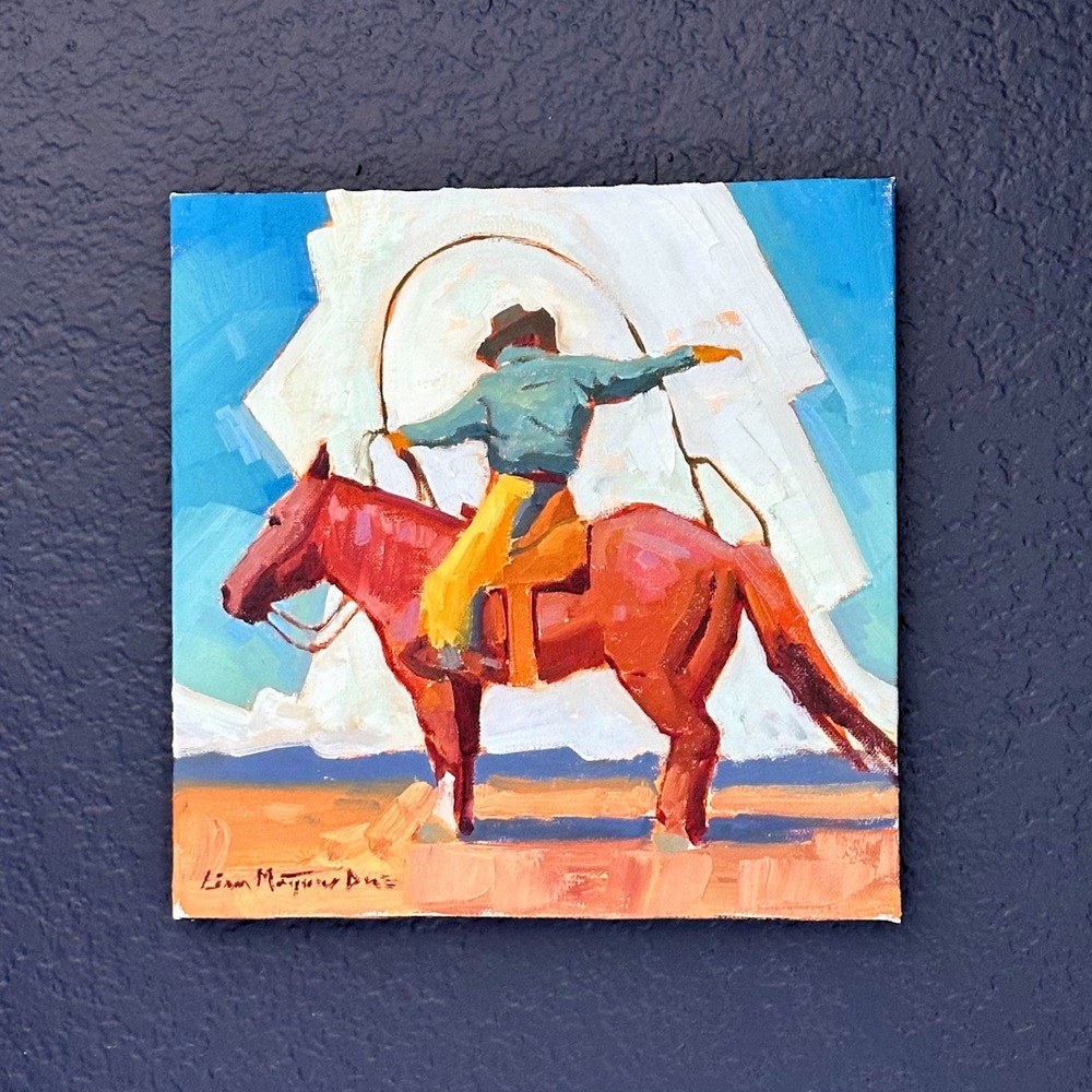 Liam Matthew Dye Lasso Cloud Study Original Oil Painting Western Cowboy 12x12
